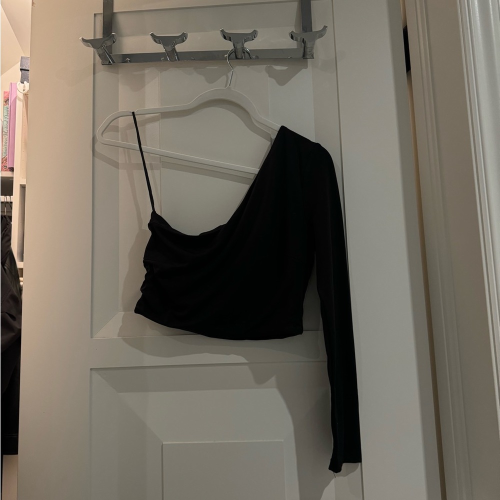 One Arm Black Fitted Top - US 4